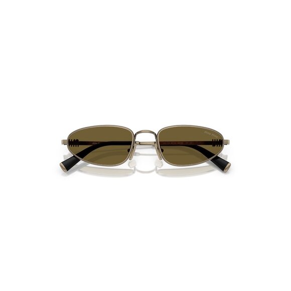 New MIU MIU Gold Rectangle SMUA52 26C-09Z Sunglasses Women - Picture 4 of 6